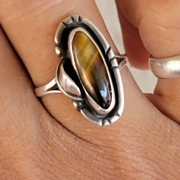 Artisan 925 sterling silver tiger's eye handcrafted ring size 6.5 - Picture 11 of 17